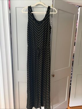 Caslon Black and Brown Striped Sleeveless Maxi Dress